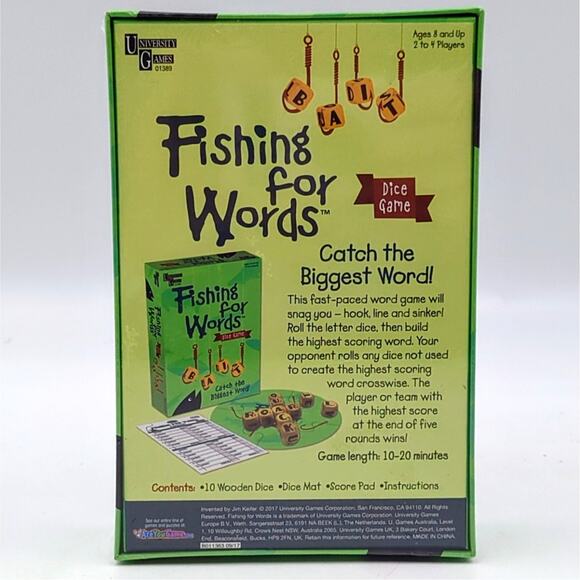 Fishing For Words Dice Game University Games Ages 8+ Brand New Factory Sealed - Picture 2 of 2